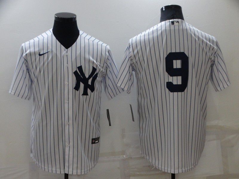 Men New York Yankees #9 No Name White Strip Game 2022 Nike MLB Jersey